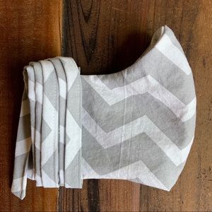 Cotton Face Mask Grey Chevron with Filter Pocket